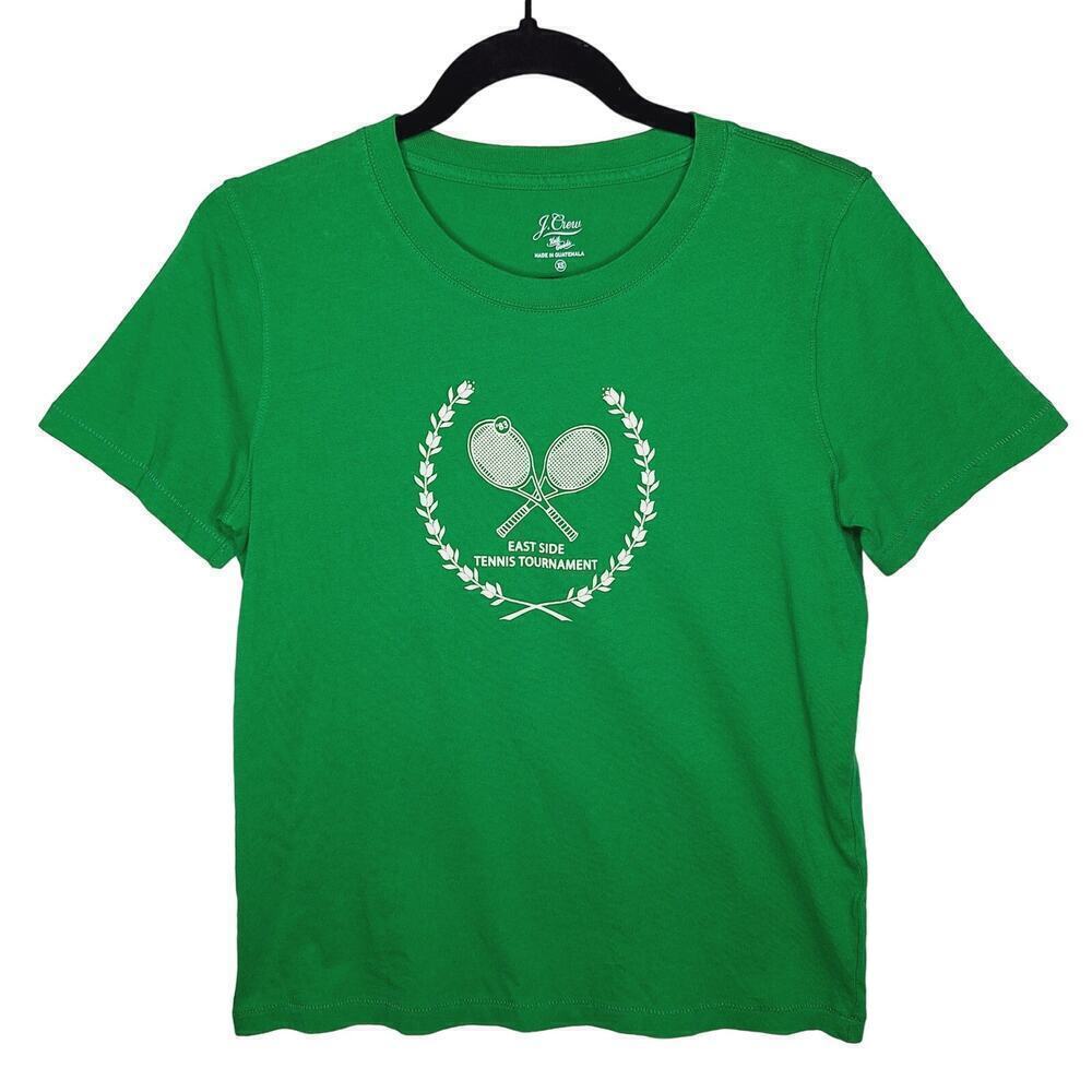 J. Crew Broken-in Jersey Tennis Tournament Relaxed T-shirt XS Kelly Tenniscore